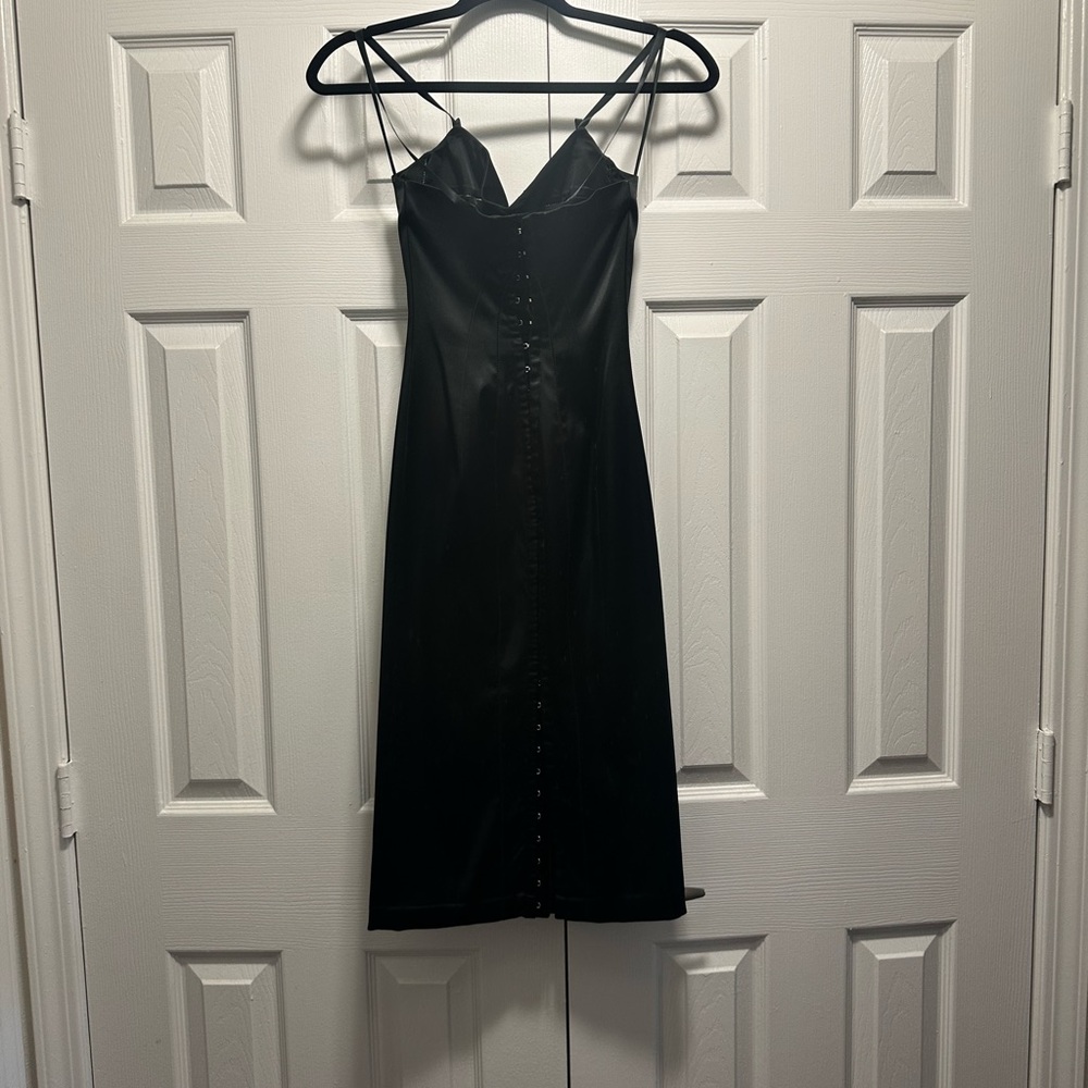Dolce & Gabbana Black Slip Midi Dress Spaghetti Strap V-Neck